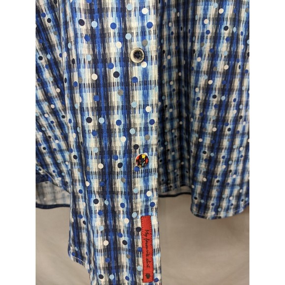 Visconti Black Long Sleeve Blue Design Button Up Shirt Men's Size Large - Picture 2 of 7